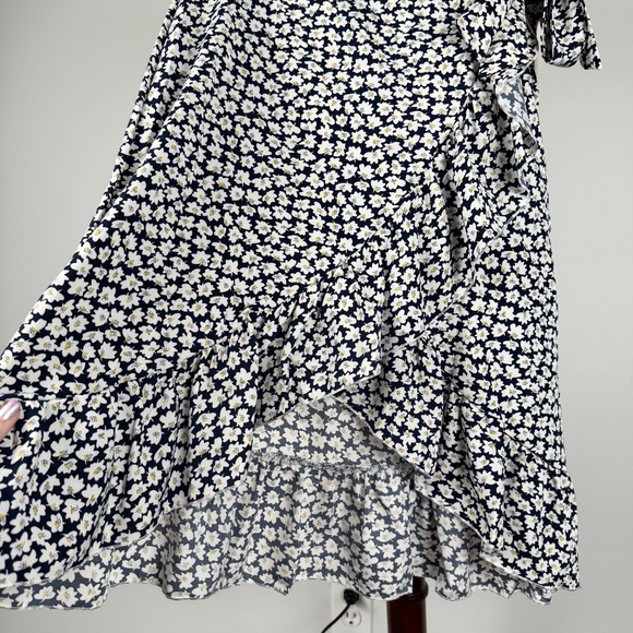 Navy Floral Ruffle Side Tie Skirt - Picture 3 of 8